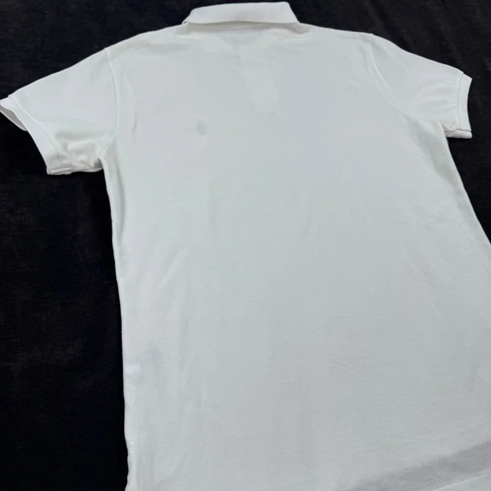 Polo Ralph Lauren Navy Pony Men L Crisp White Custom Fit Cotton Pique Polo Shirt